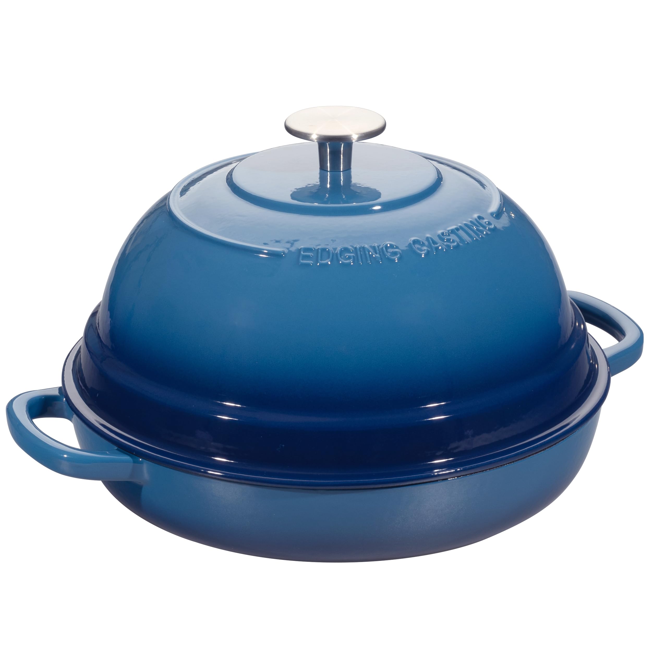 EDGING CASTING Enameled Cast Iron Dutch Oven Pot with Lid, Round Bread Oven for Homemade Sourdough Bread Baking, 6 Quart, Lake Blue
