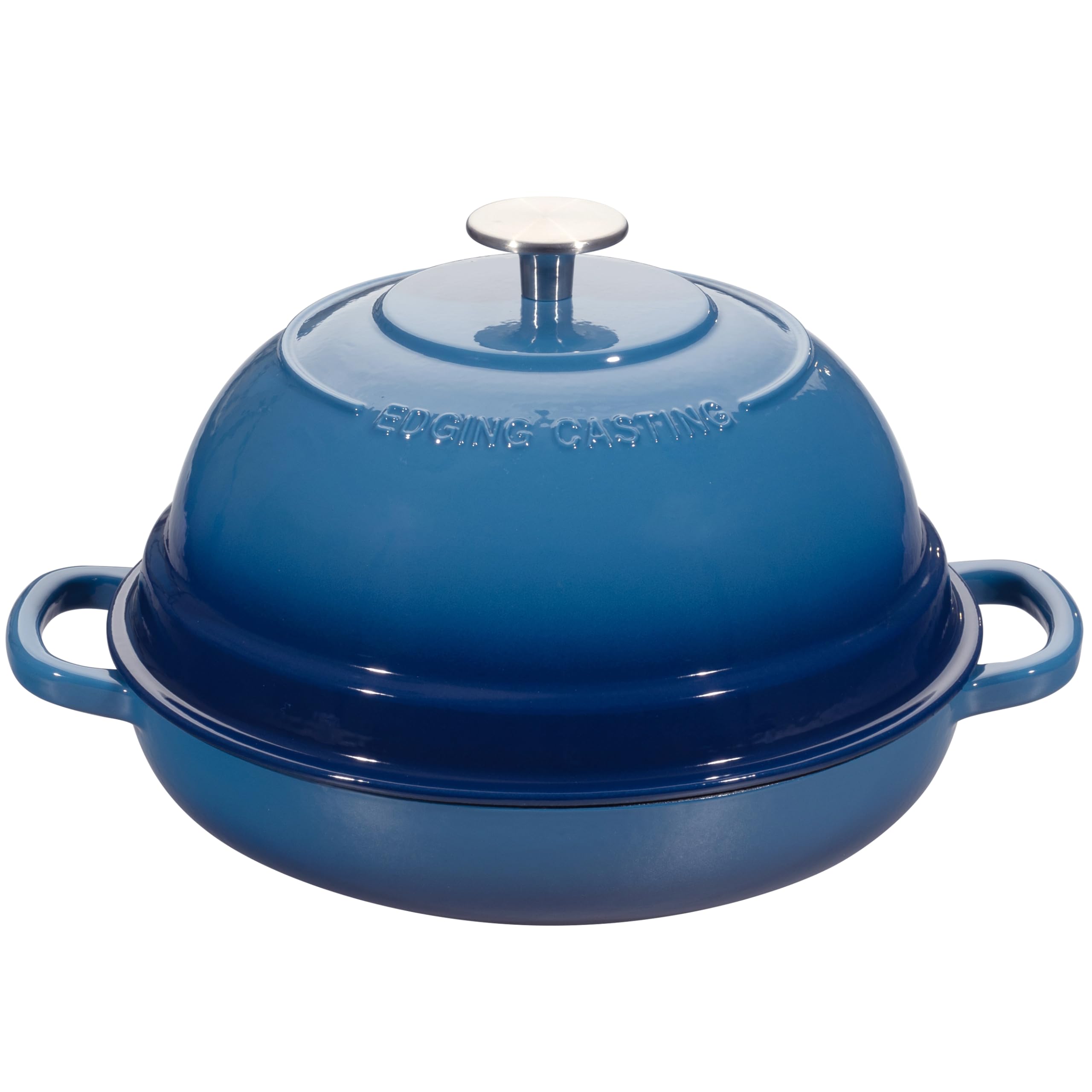 EDGING CASTING Enameled Cast Iron Dutch Oven Pot with Lid, Round Bread Oven for Homemade Sourdough Bread Baking, 6 Quart, Lake Blue