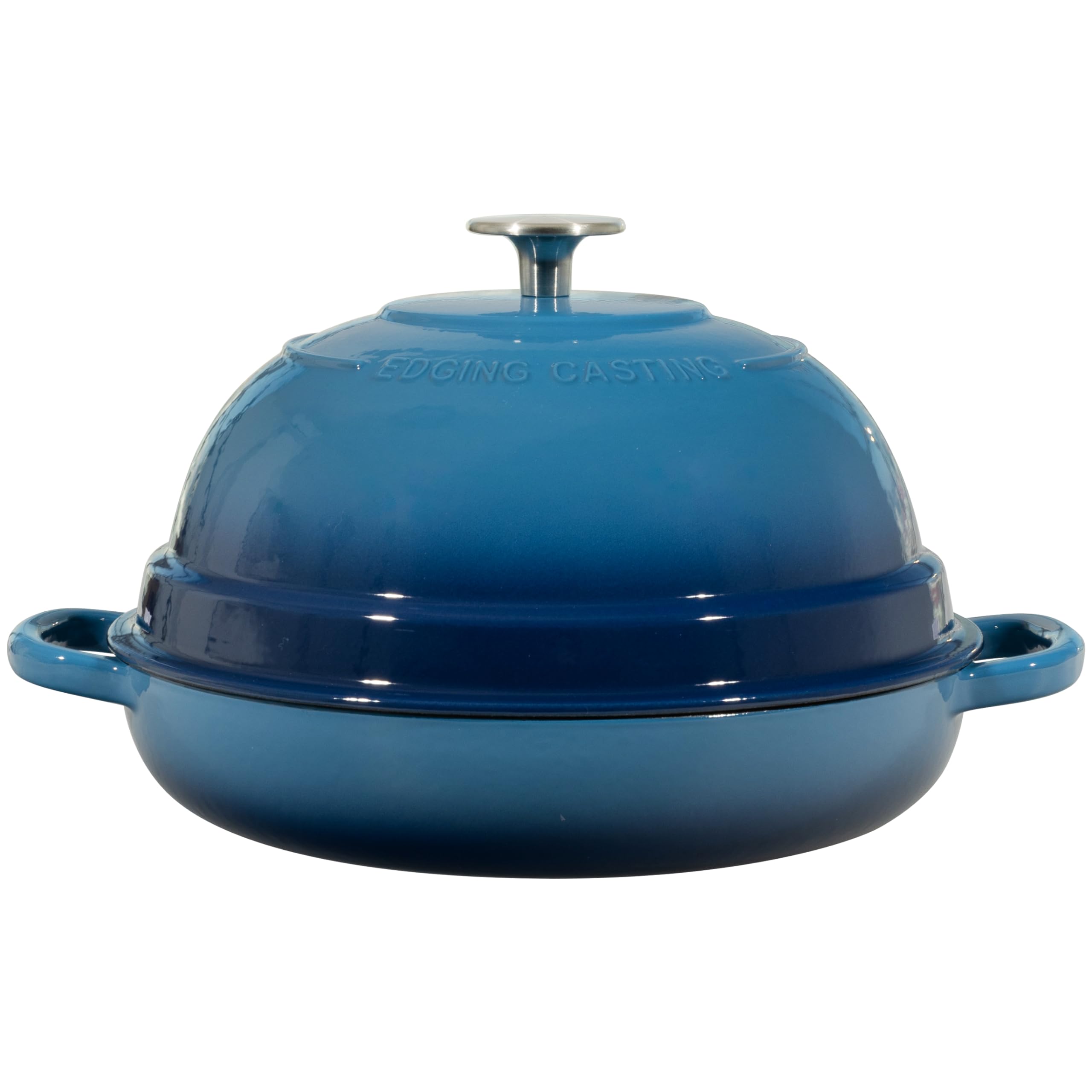 EDGING CASTING Enameled Cast Iron Dutch Oven Pot with Lid, Round Bread Oven for Homemade Sourdough Bread Baking, 6 Quart, Lake Blue