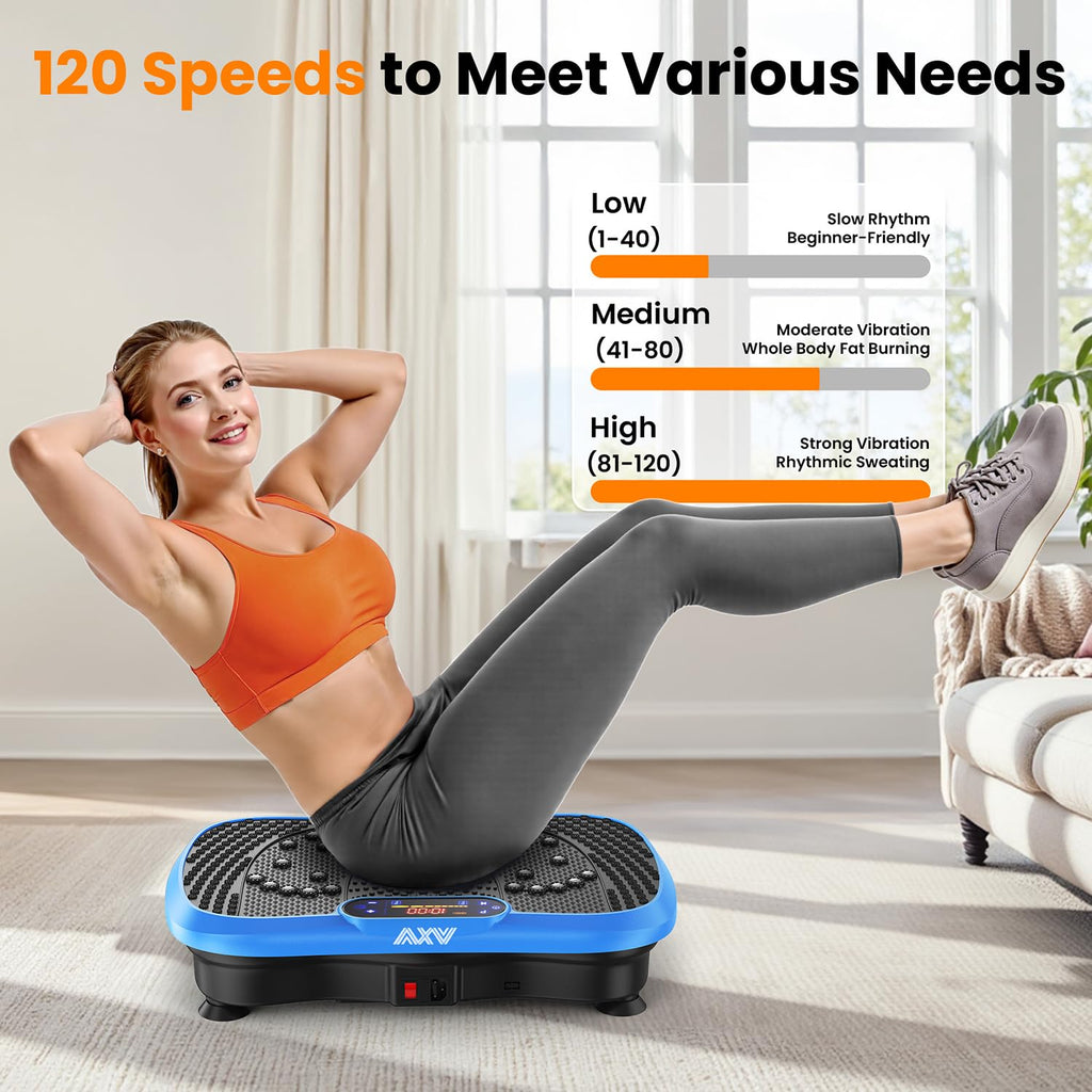AXV Vibration Plate Fitness Platform Exercise Machine Vibrating Shaking Full Body Shaker Workout Vibrate Stand Shake Board Sport Gym for Weight Loss Fat Burner for Women Men