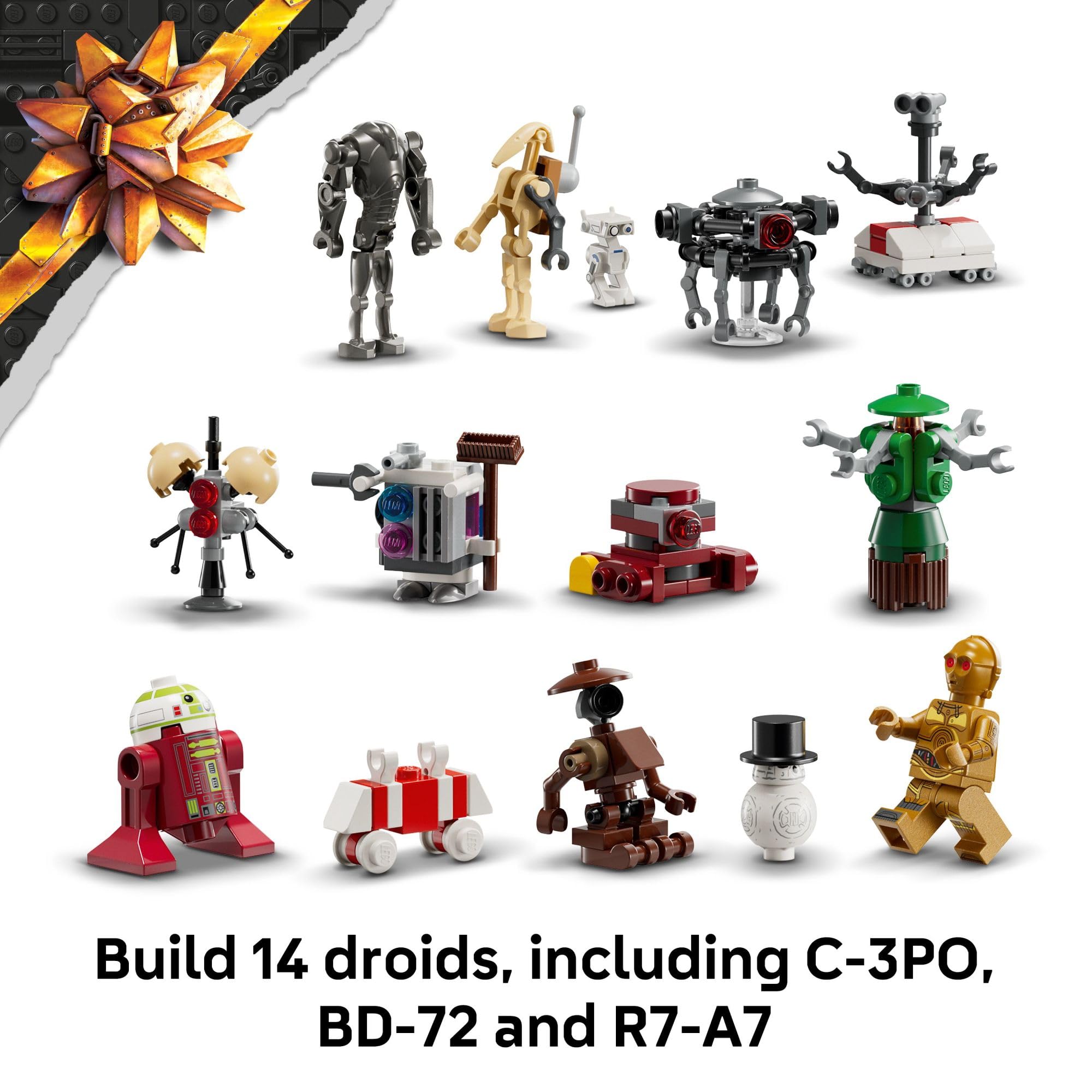 LEGO Star Wars Advent Calendar 2025 Kids Toy - Holiday Countdown Playset with 24 Toys for Boys & Girls, Ages 6+ - Includes C-3PO & BB-8 Minifigures - Star Wars Gift Idea for Christmas - 75418