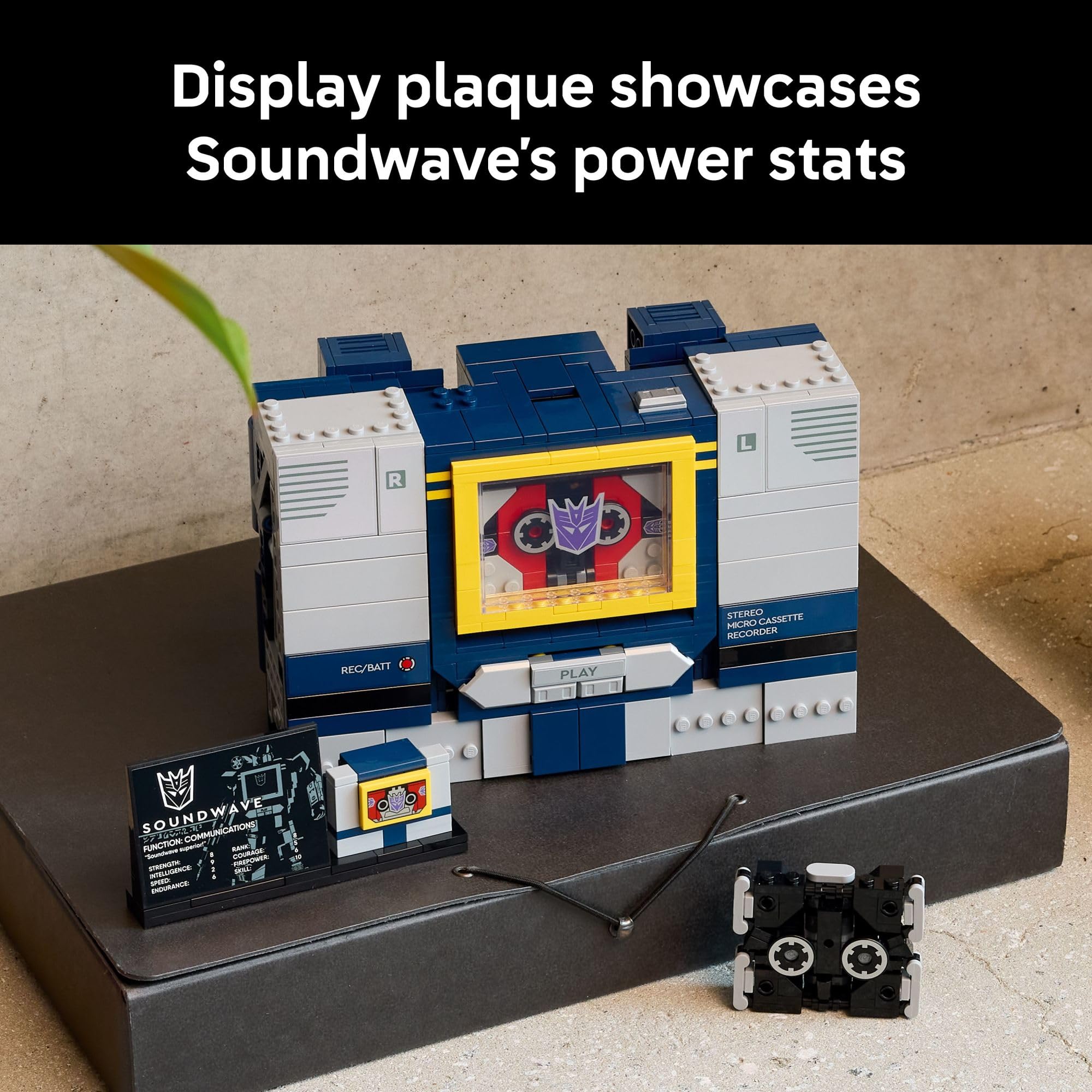LEGO Icons Transformers: Soundwave - Building Set W/Sound Effects for Adults, 18+ - Model Kit W/Ravage & Laserbeak Figures - DIY Home Decor - Collectible Gift Idea for Sci-FI & Movie Fans - 10358