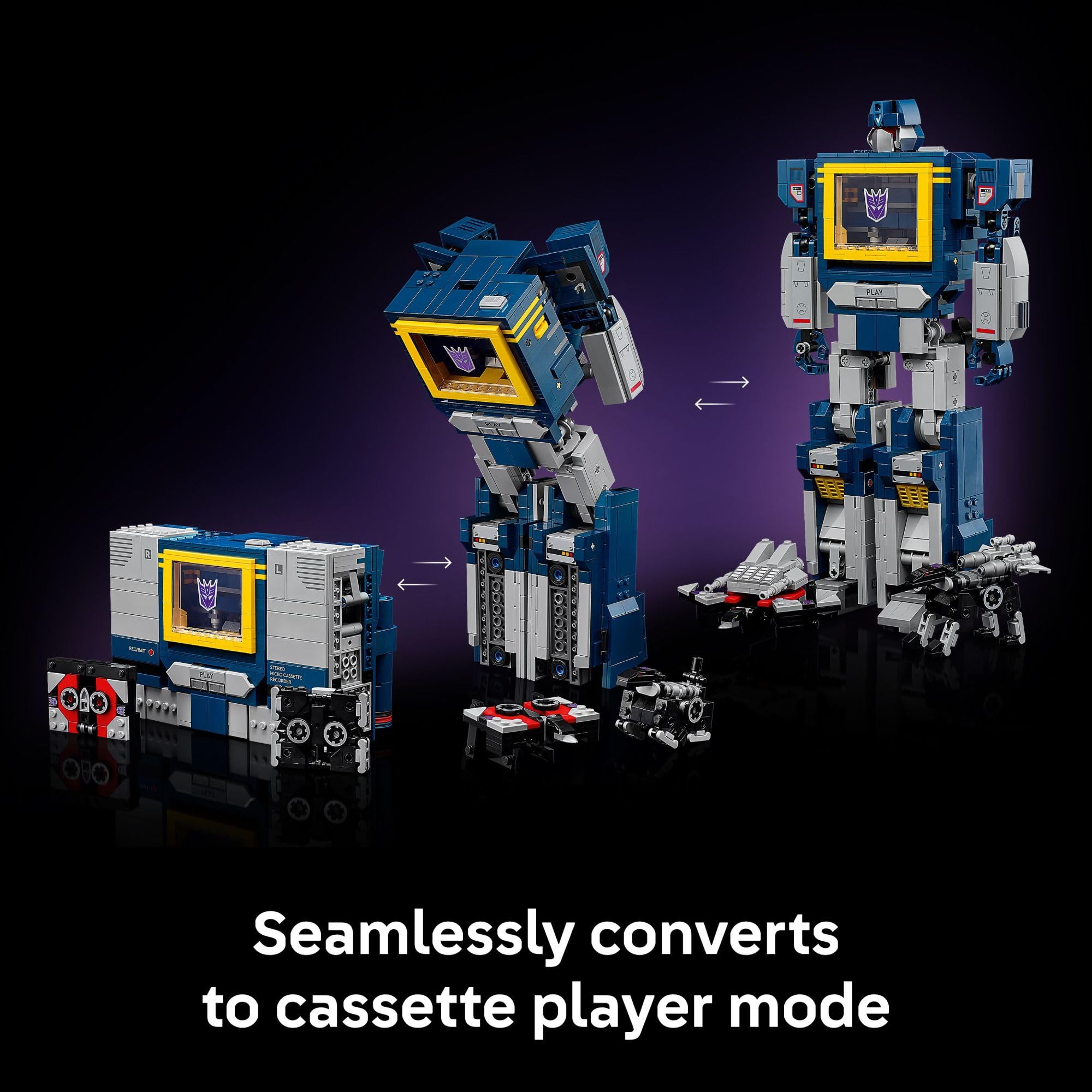 LEGO Icons Transformers: Soundwave - Building Set W/Sound Effects for Adults, 18+ - Model Kit W/Ravage & Laserbeak Figures - DIY Home Decor - Collectible Gift Idea for Sci-FI & Movie Fans - 10358